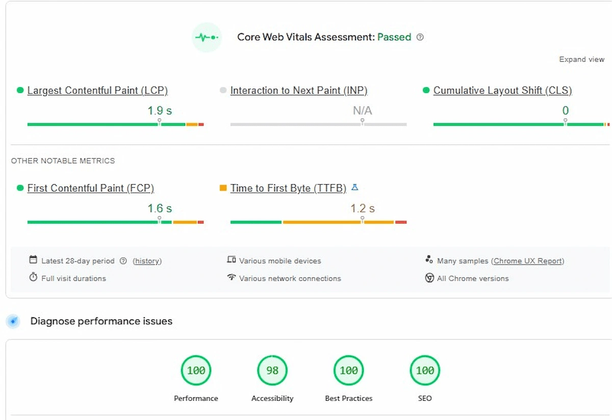 موقع Google PageSpeed Insights